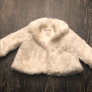 Girls White Faux Fur Coat